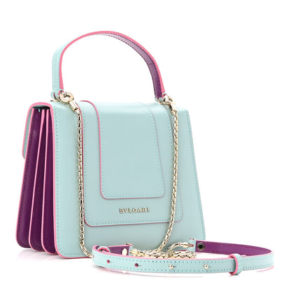 Bulgari Calfskin Serpenti Forever Top Handle Blue Pink 3 of 9