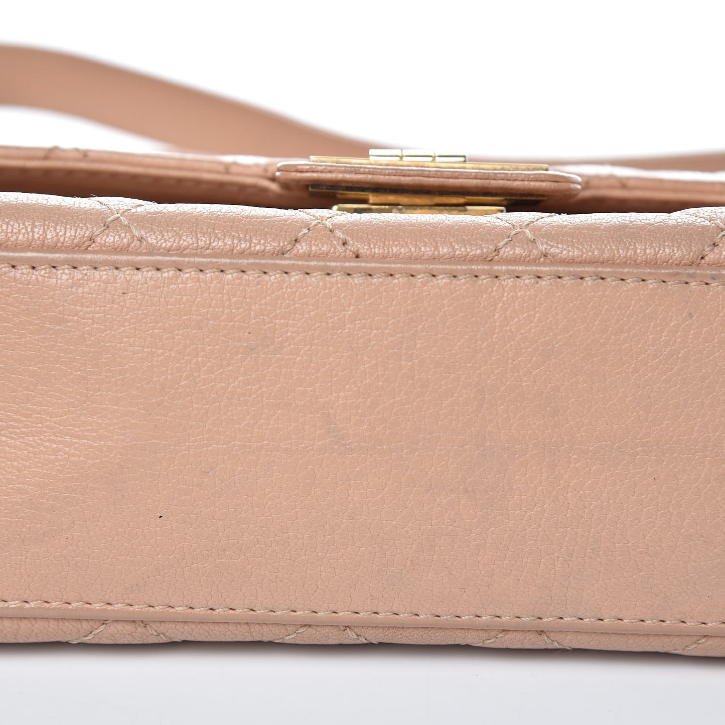 Goatskin Quilted Rita Flap Beige