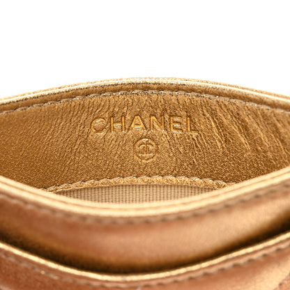 Chanel Metallic Lambskin Quilted CC Card Holder Gold 6 of 9