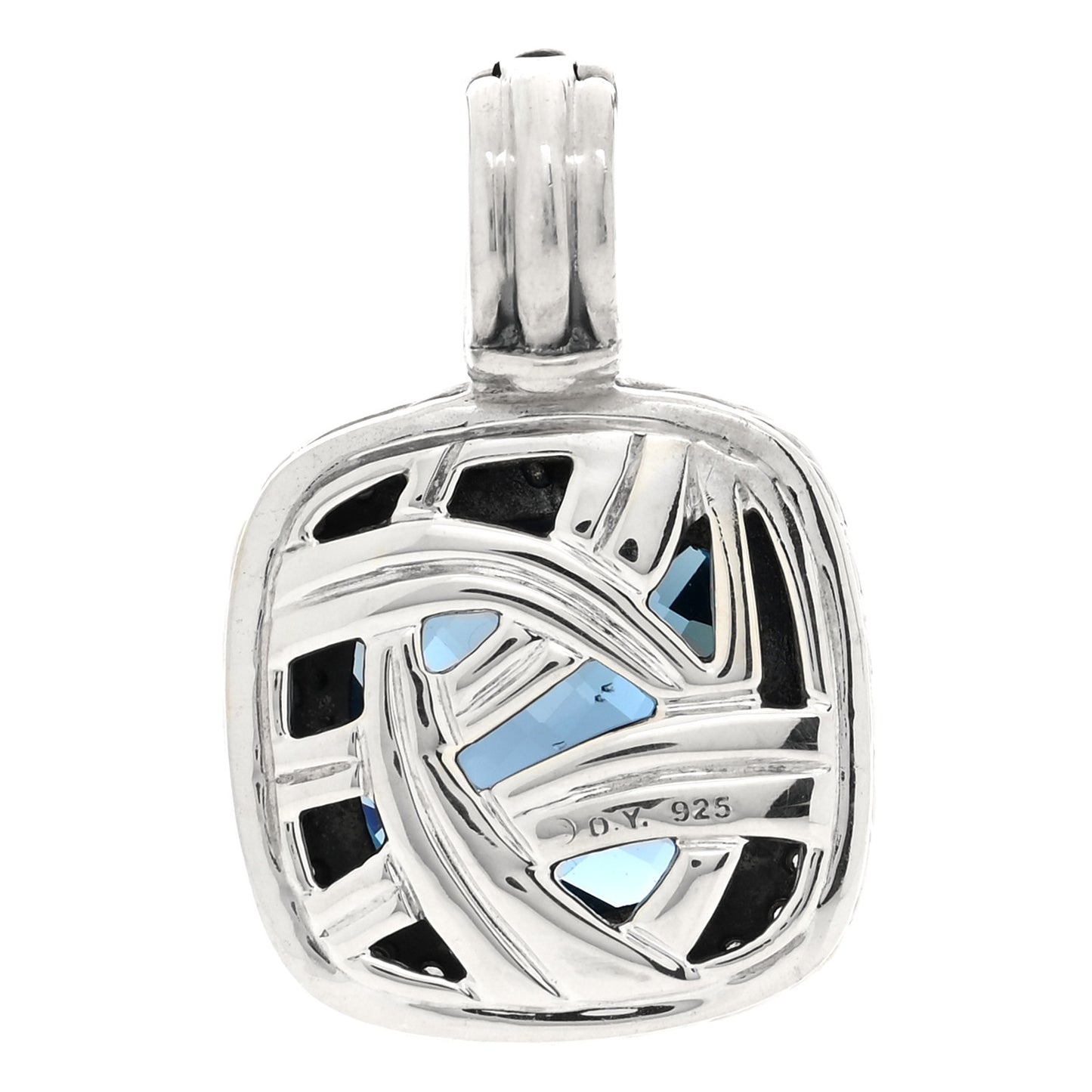 Sterling Silver Hampton Blue Topaz Diamond 14mm Albion Pendant