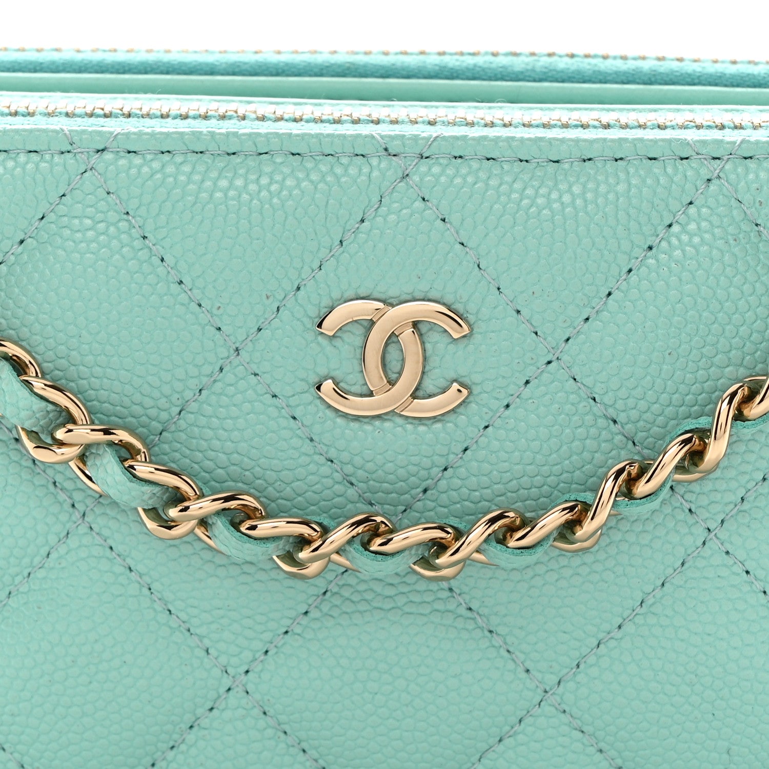 Chanel Caviar Quilted Small Clutch With Chain Light Blue 9 of 12