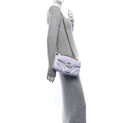 Gucci Iridescent Nappa Chevron Matelasse Small GG Marmont Shoulder Bag Iridescent Snow Light Blue 2 of 10