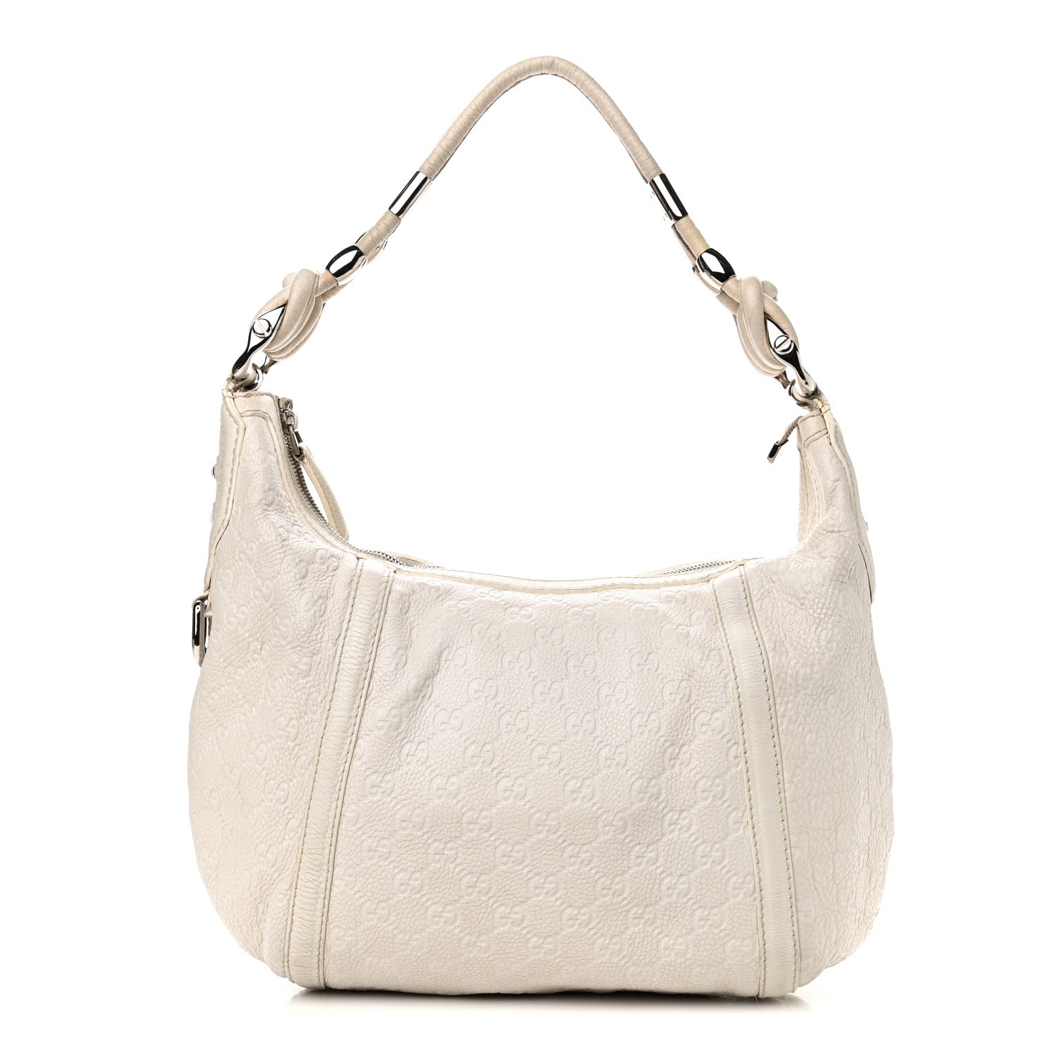Gucci Guccissima Medium Techno Horsebit Hobo White 1 of 20