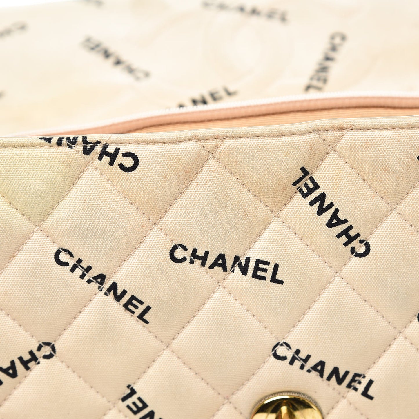 Canvas Quilted XL Jumbo Single Flap Beige