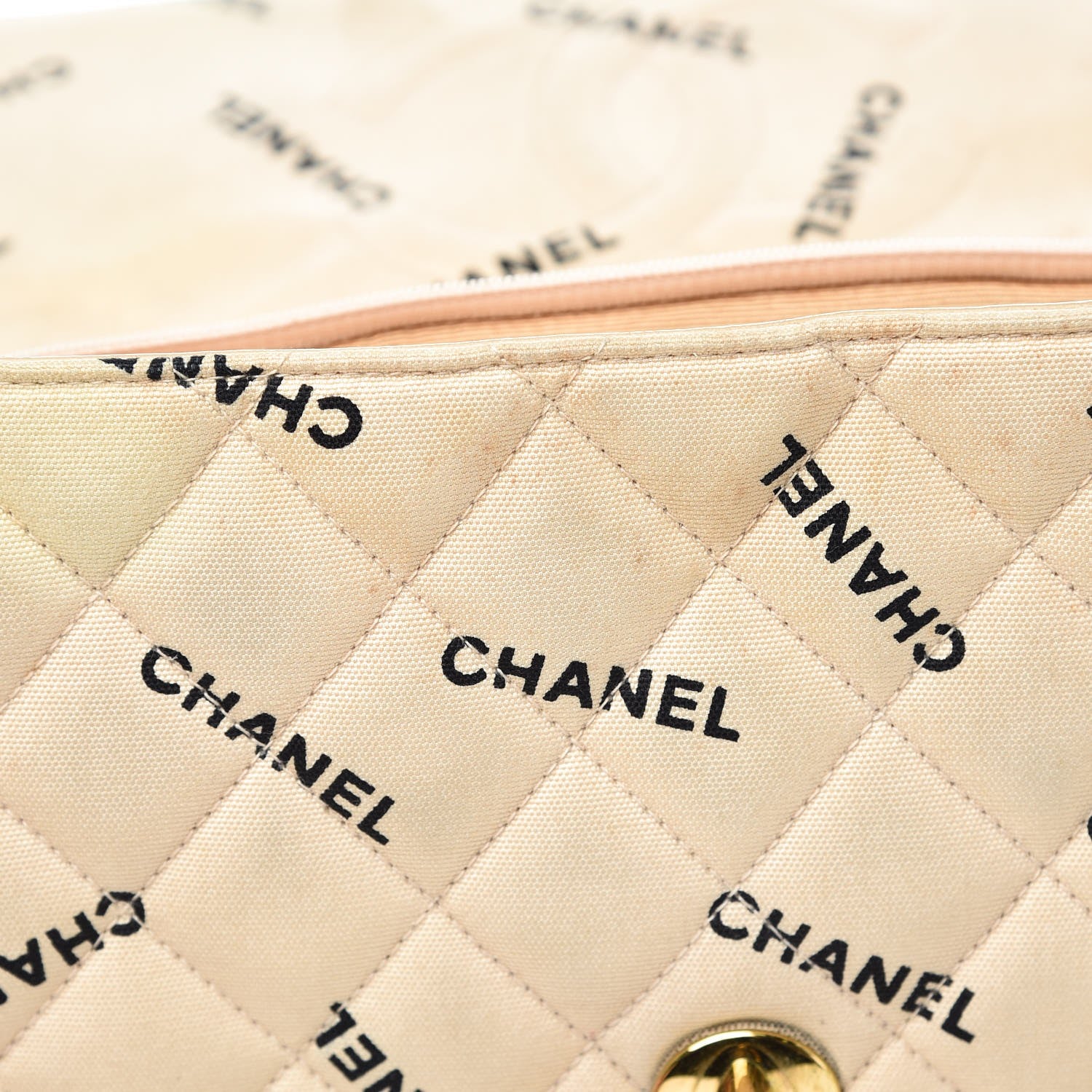 Chanel Canvas Quilted XL Jumbo Single Flap Beige 13 of 19