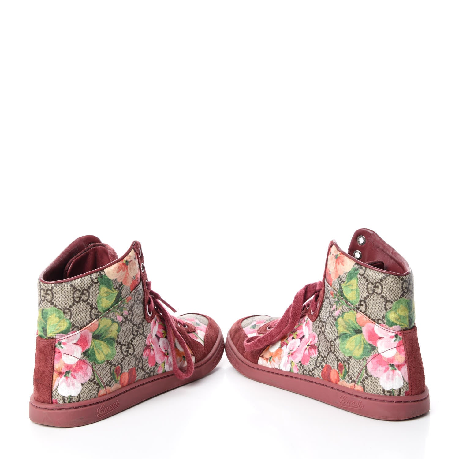 Gucci GG Supreme Monogram Blooms Womens High Top Sneakers 38 Beige Multicolor Dry Rose 8 of 15