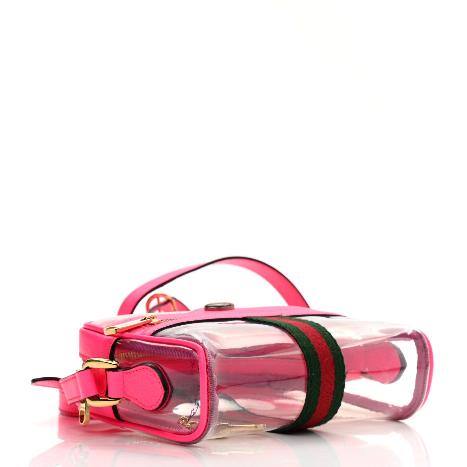 Gucci Vinyl Web Mini Ophidia Transparent Shoulder Bag Fluorescent Fuchsia 4 of 9