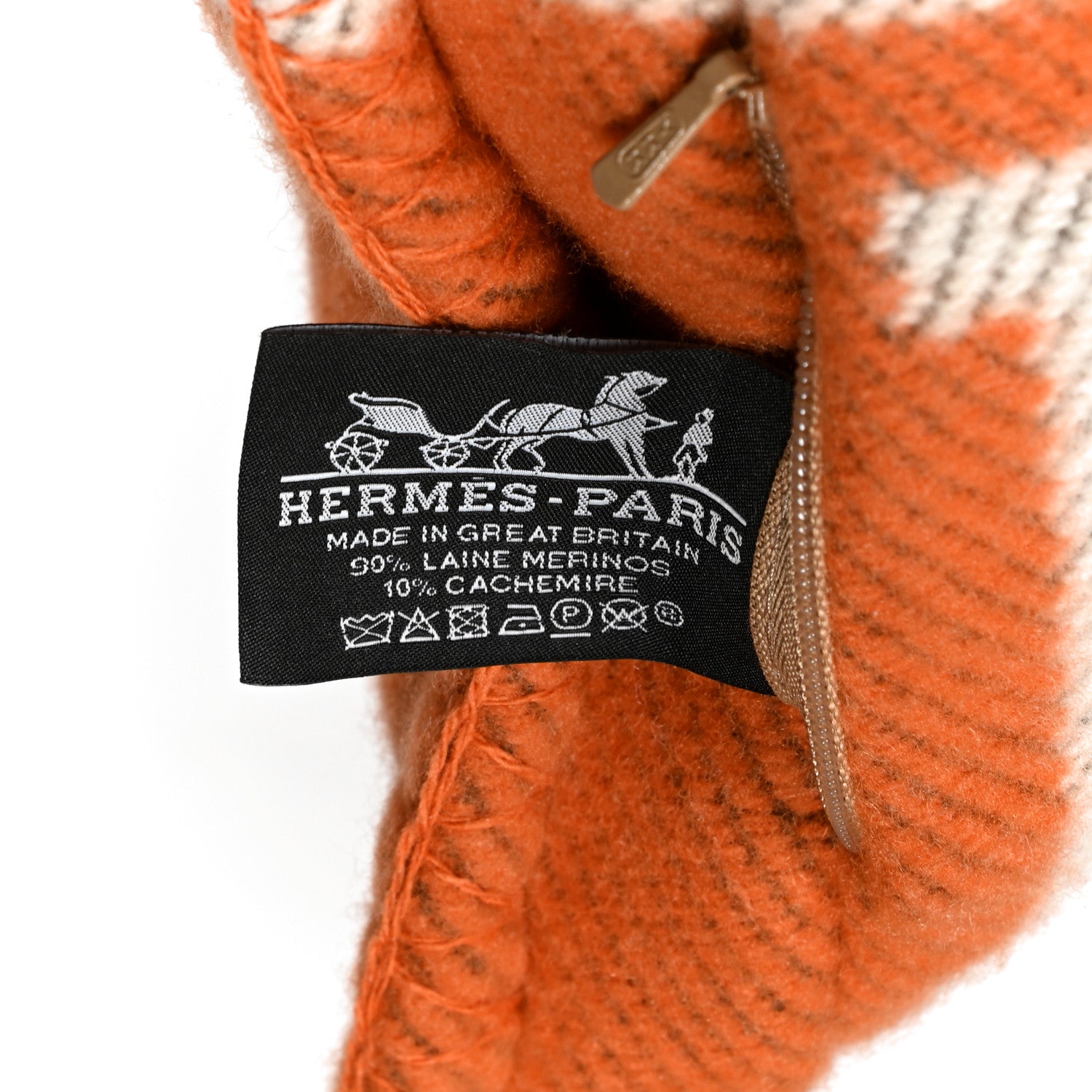 Hermes Wool Cashmere Avalon Pillow PM Ecru Potiron 3 of 3