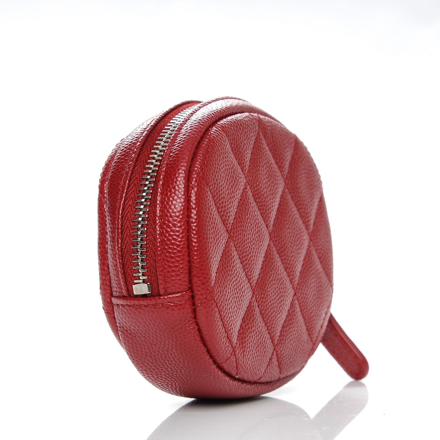 Chanel Caviar Quilted Zip Around Classic Coin Purse Red 3 of 8