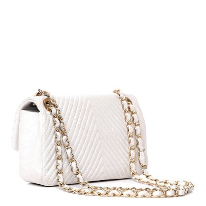 Chanel Calfskin Surpique Chevron Small Flap White 3 of 34