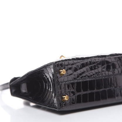 Hermes Shiny Alligator Mini Kelly Sellier 20 Black 34 of 37