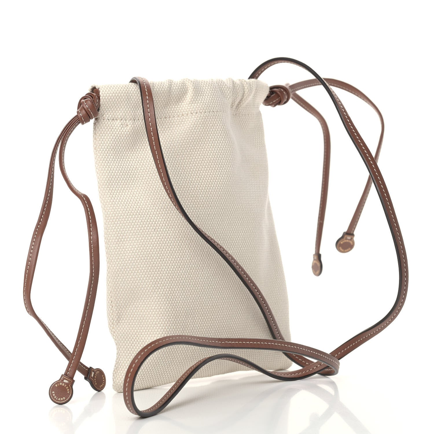 Burberry Cotton Canvas Horseferry Print Small Drawcord Pouch White Tan 3 of 9