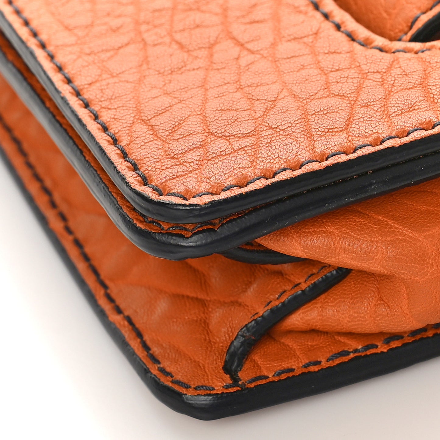 Canyon Grained Lambskin J'Adior Chain Flap Bag Orange