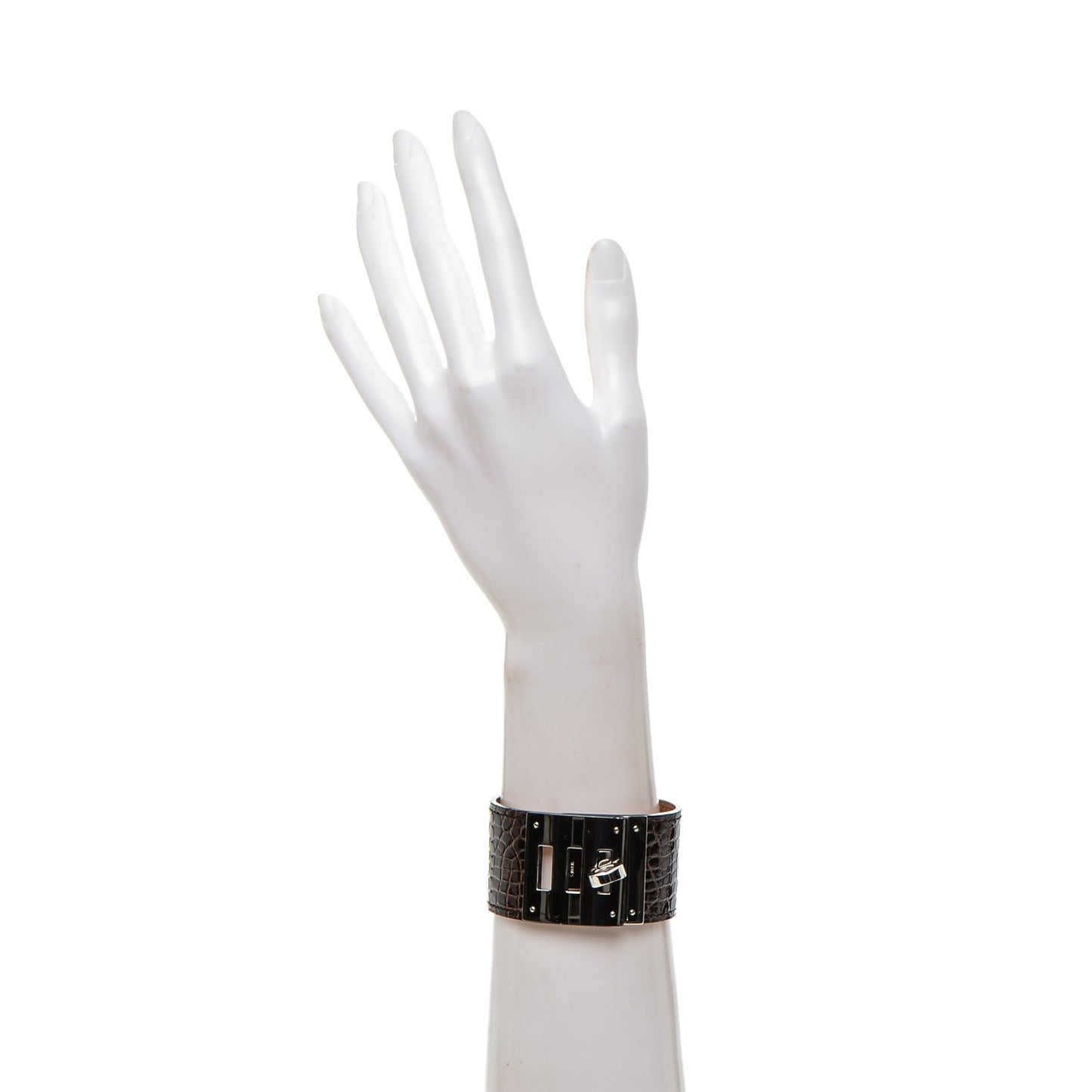 Shiny Alligator Kelly Dog Cuff Havanne