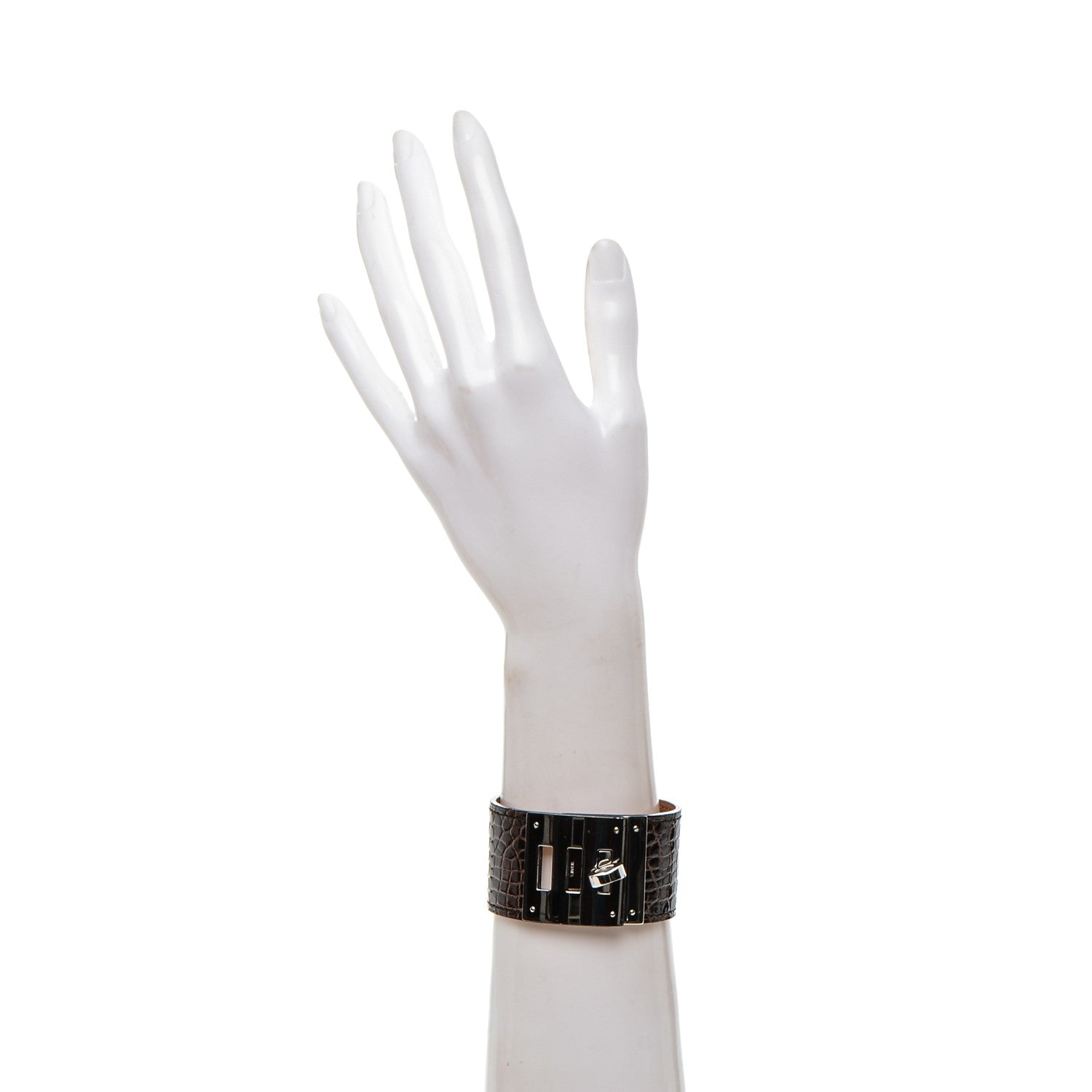 Hermes Shiny Alligator Kelly Dog Cuff Havanne 2 of 6