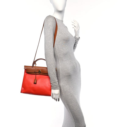 Hermes Toile H Berline Vache Hunter Herbag Zip 31 PM Capucine Fauve 2 of 16