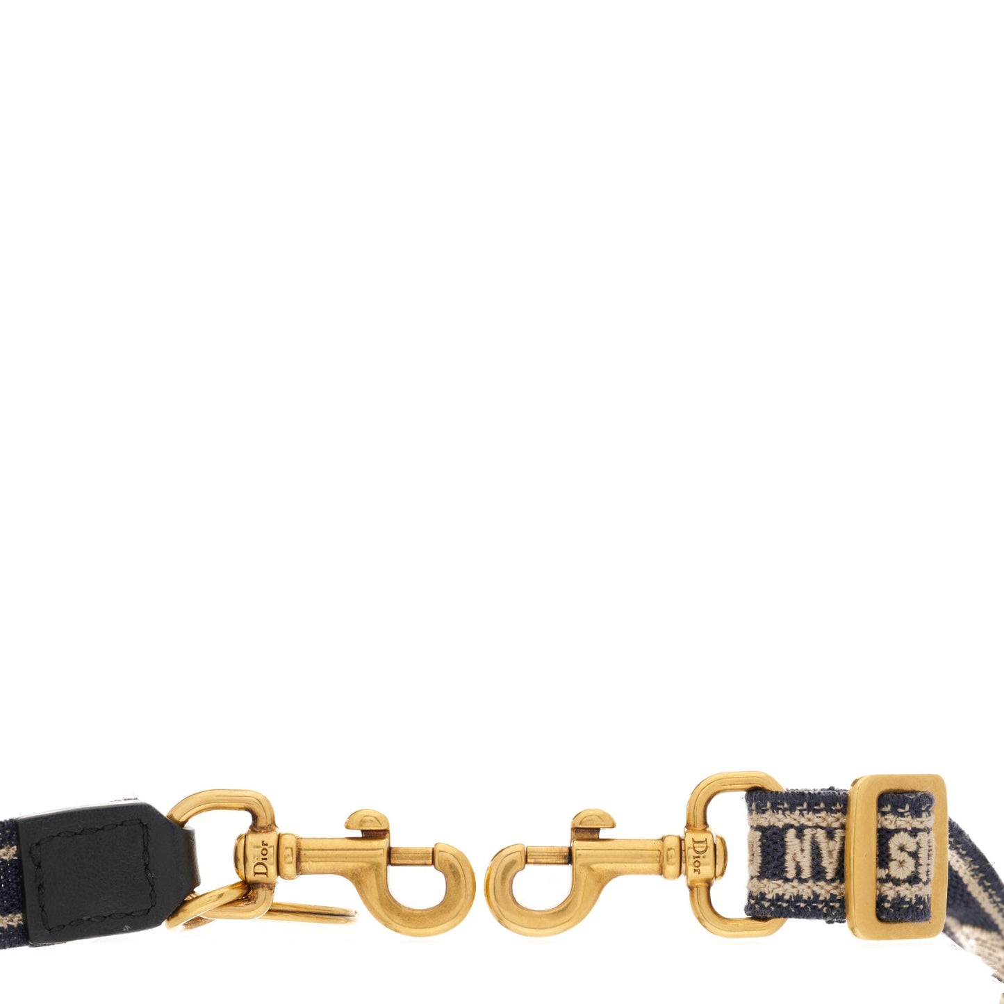 Canvas Embroidered Key Chain Shoulder Strap Blue White