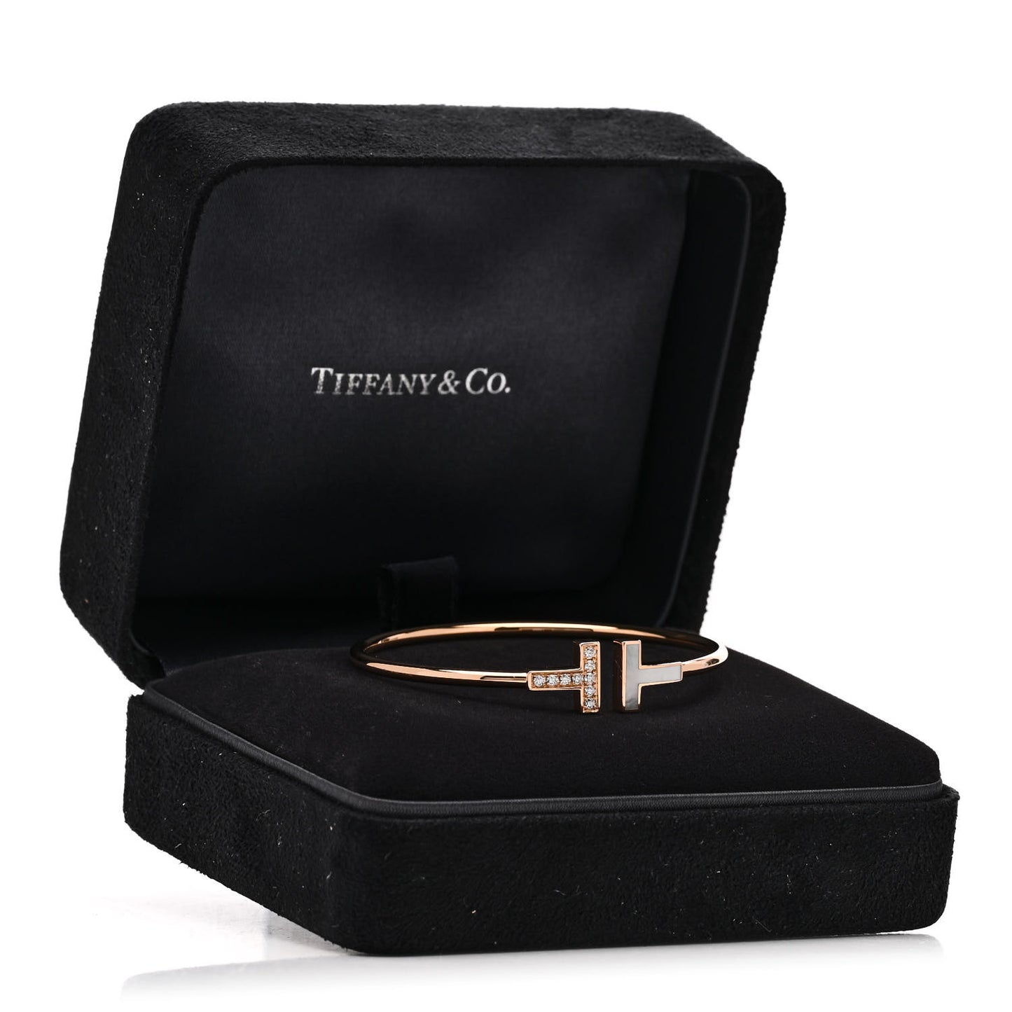 18K Rose Gold Diamond Mother of Pearl T Wire Bracelet