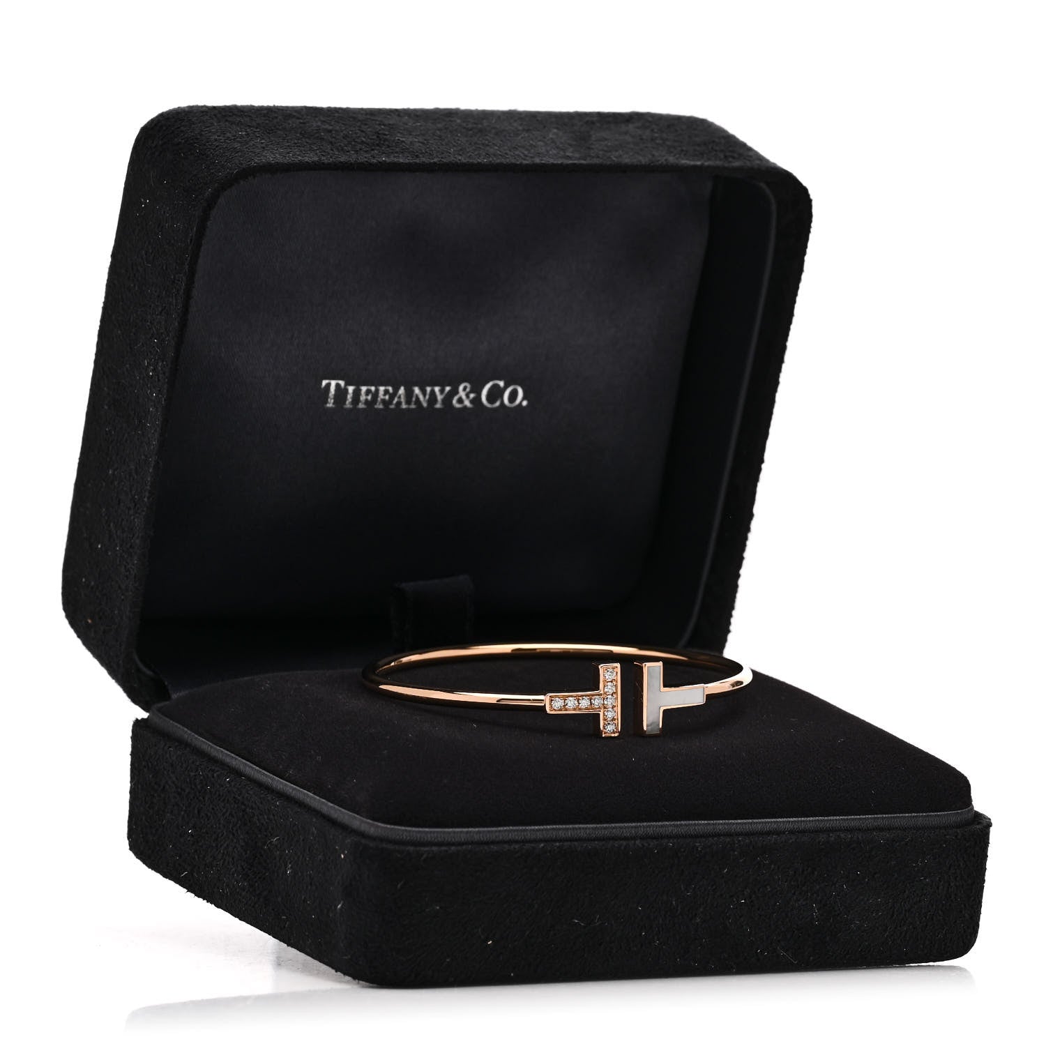 Tiffany 18K Rose Gold Diamond Mother of Pearl T Wire Bracelet 4 of 4