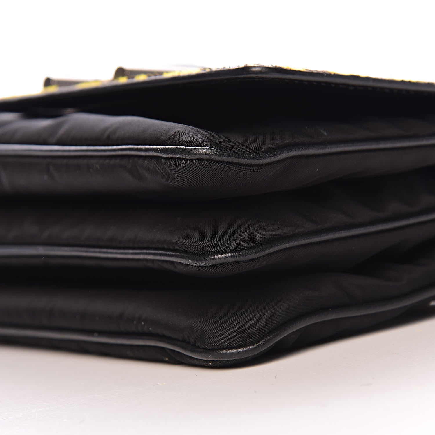 Prada Nylon Calf Hair Leopard Print Crossbody Bag Black Sole 15 of 17