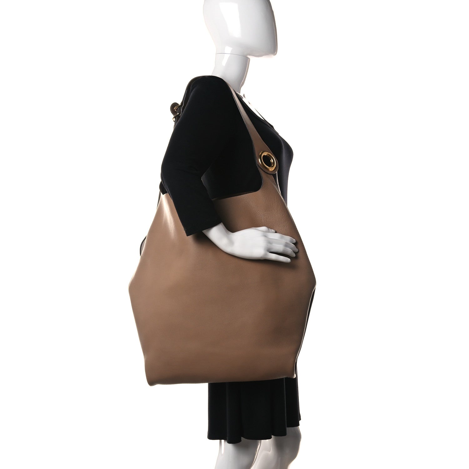 Burberry Calfskin Medium Grommet Hobo Light Camel Black 2 of 11