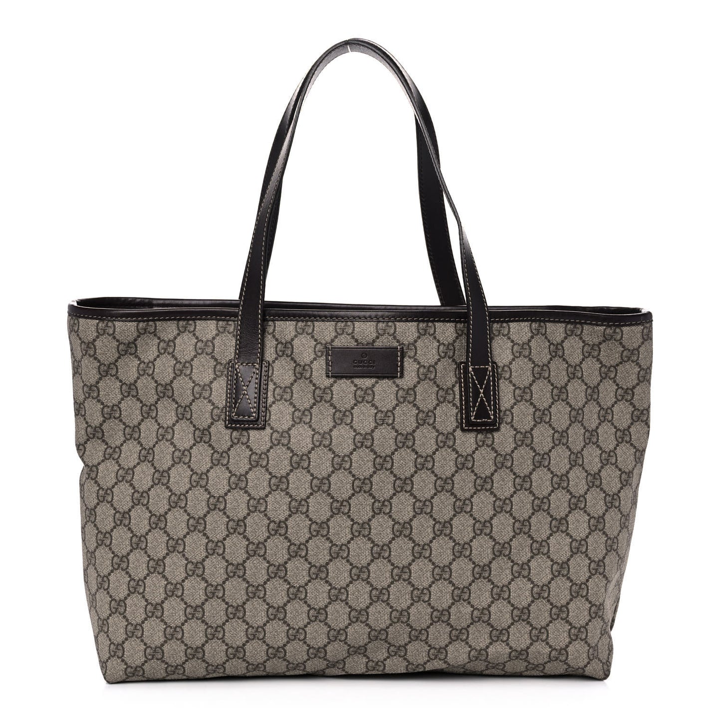GG Plus Monogram Medium Zippered Shopping Tote Dark Brown
