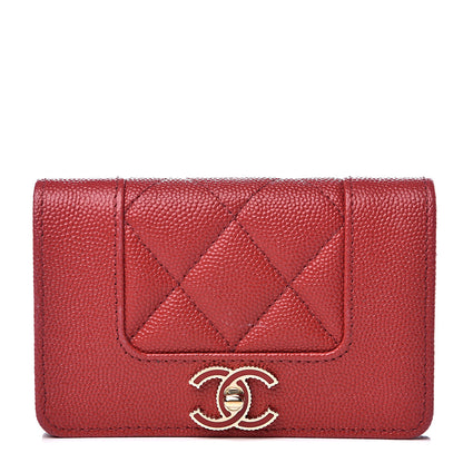 Chanel Caviar Quilted Vintage Mademoiselle Card Holder Red 1 of 8