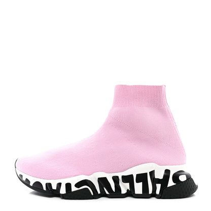 Balenciaga Neoprene Knit Womens Speed Graffiti Sneakers 36 Light Pink White Black 1 of 11
