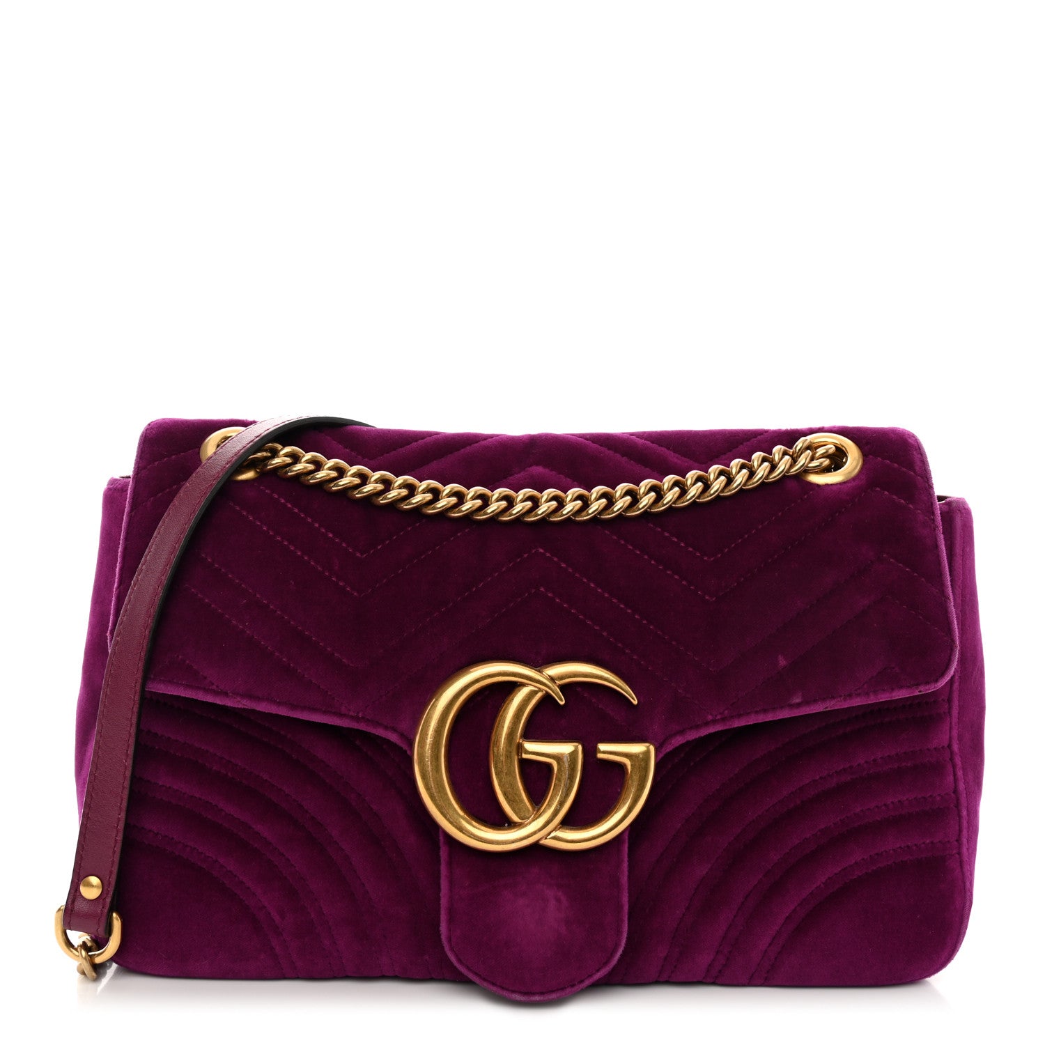 Gucci Velvet Matelasse Medium GG Marmont Shoulder Bag Fuchsia Violet Cyclamen 1 of 14