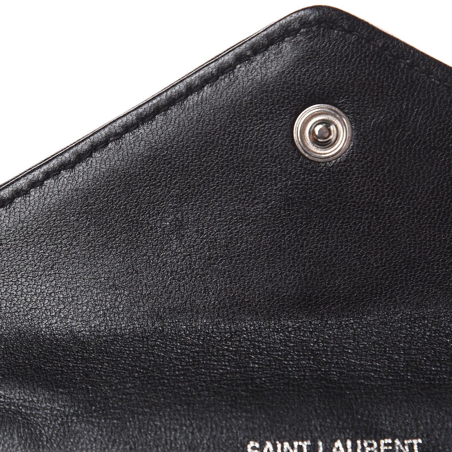 Lambskin Y Quilted Monogram Small Loulou Envelope Wallet Black