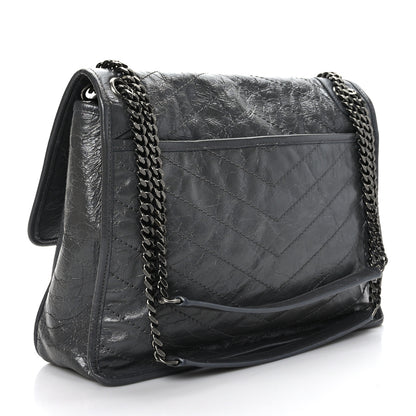 Saint Laurent Crinkled Calfskin Matelasse Monogram Large Niki Chain Satchel Storm 3 of 9