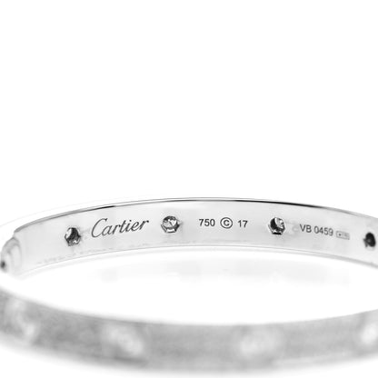 Cartier 18K White Gold Diamond LOVE Paved Bracelet 17 4 of 5