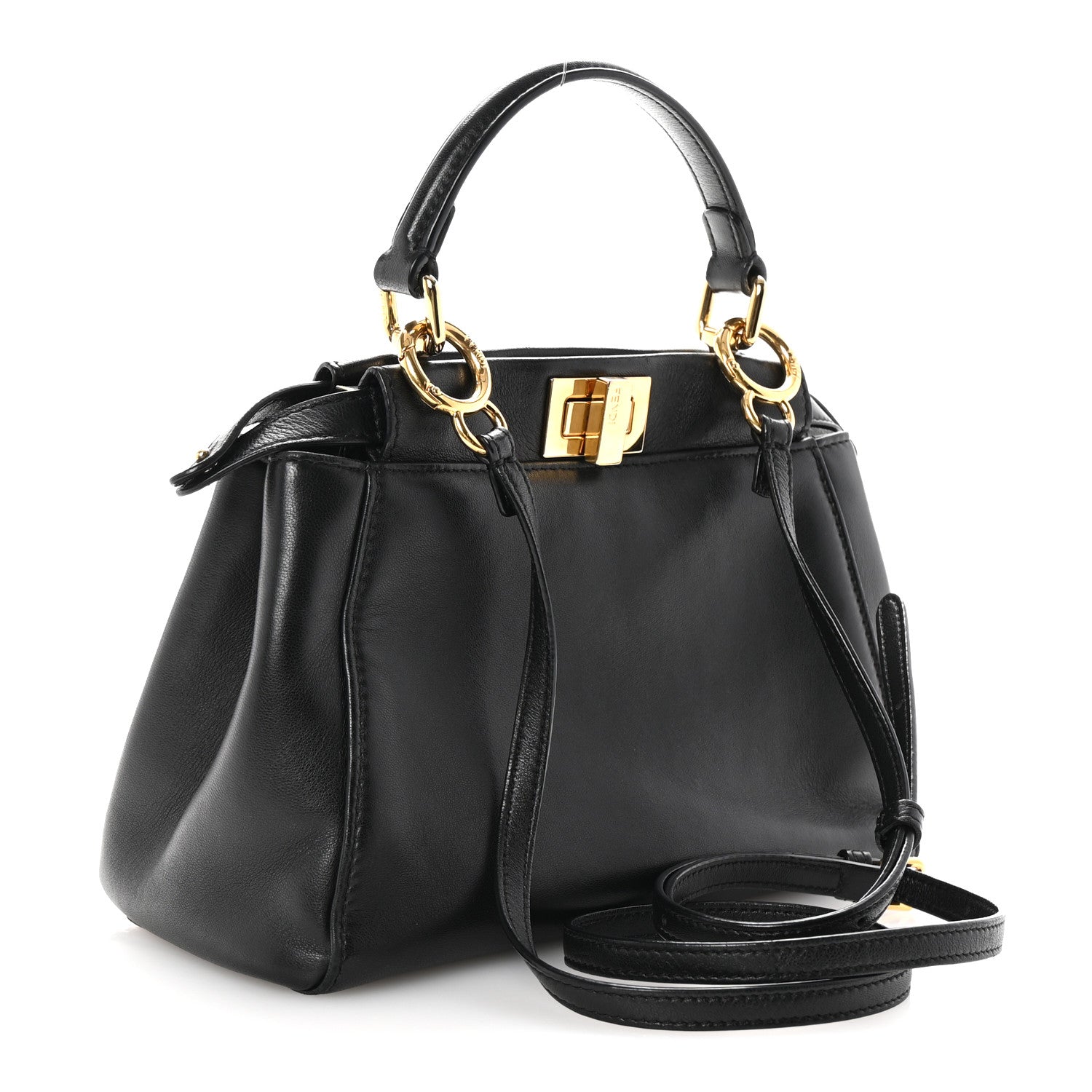 Fendi Nappa Mini Peekaboo Iconic Satchel Black 3 of 10