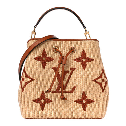 Louis Vuitton Raffia Calfskin Monogram Neonoe MM Tan 1 of 9