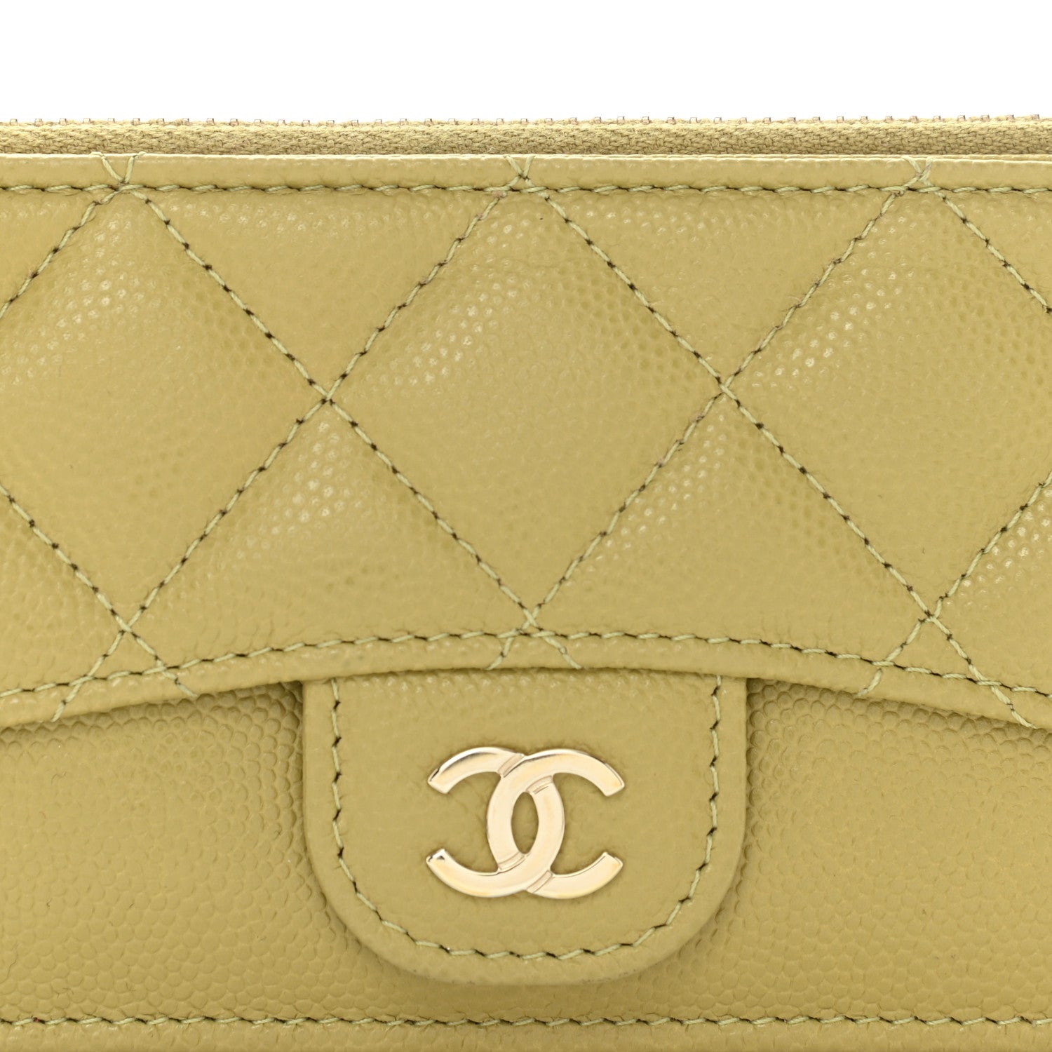 Chanel Caviar Quilted Flap Zip Card Holder Green 4 of 11