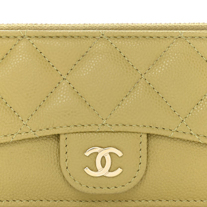 Chanel Caviar Quilted Flap Zip Card Holder Green 4 of 11