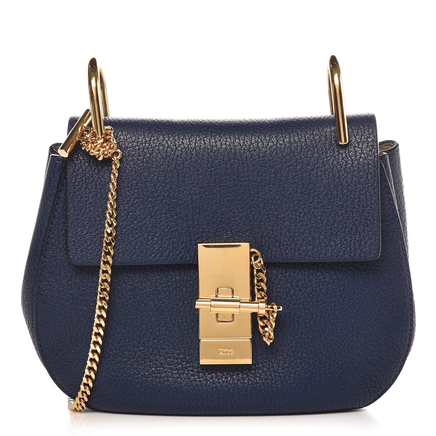 Chloe Grained Lambskin Mini Drew Shoulder Bag Royal Navy 1 of 6