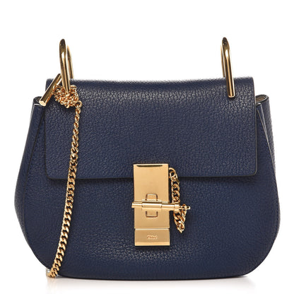 Chloe Grained Lambskin Mini Drew Shoulder Bag Royal Navy 1 of 6
