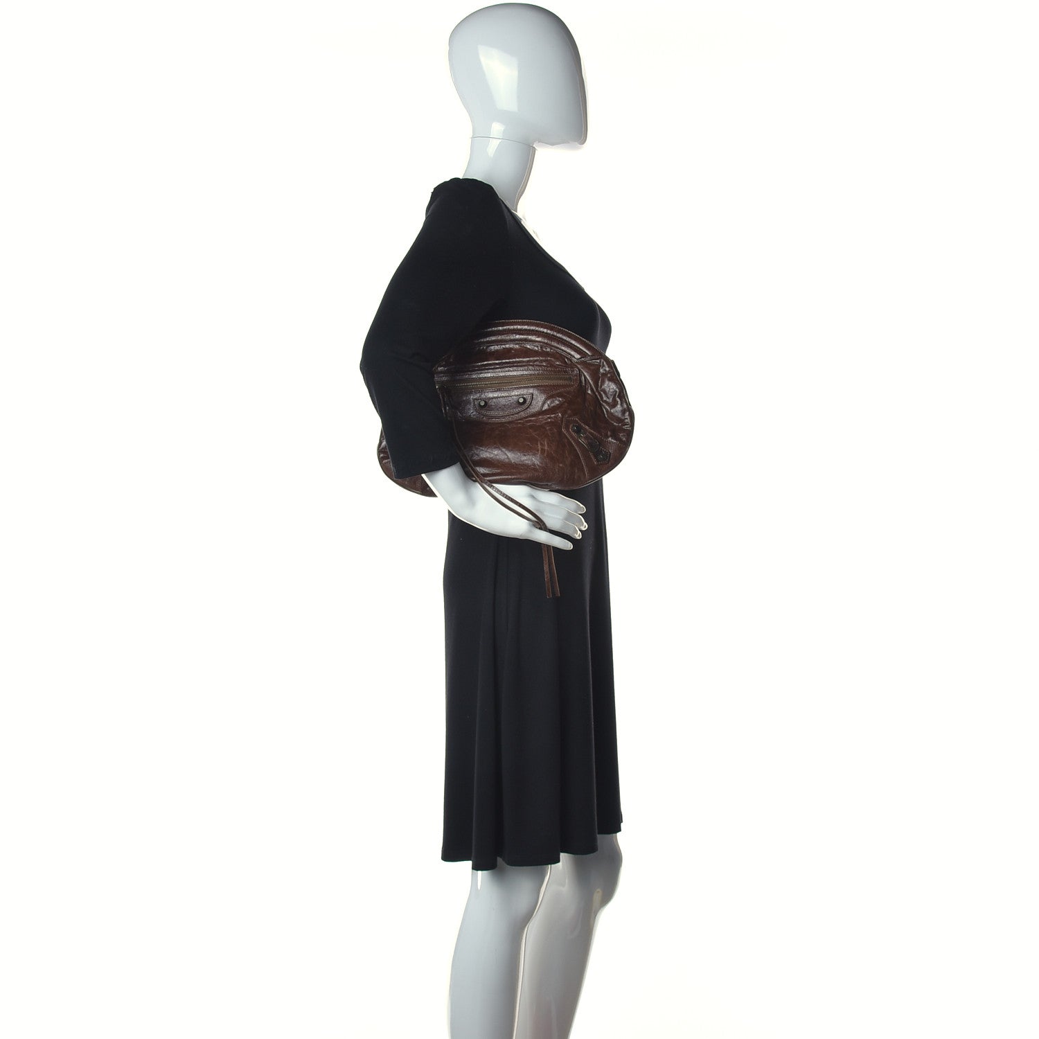 Balenciaga Chevre Classic Hardware Oval Clutch Truffle 3 of 25