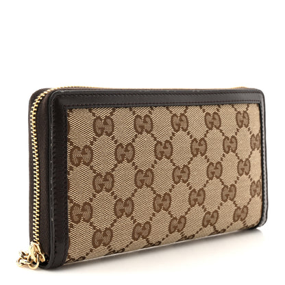 Gucci Monogram Calfskin Zip Around Wallet Beige Ebony 3 of 11