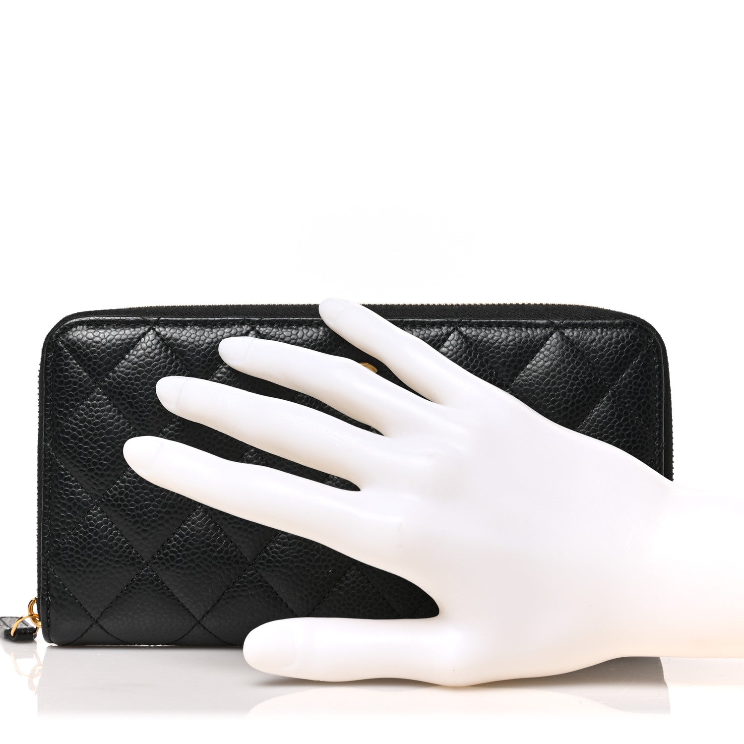 Chanel Caviar Quilted Large Gusset Zip Around Wallet Black 2 of 7