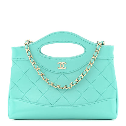 Chanel Shiny Crumpled Calfskin Quilted Nano 31 Shopping Bag Turquoise 1 of 11