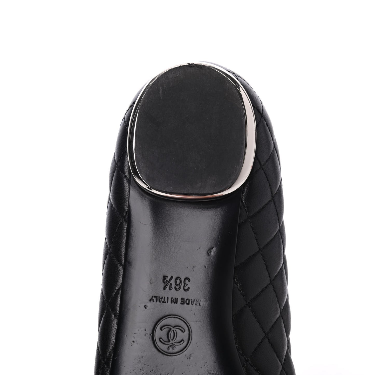 Lambskin Quilted CC Cap Toe Ballerina Flats 36.5 Black