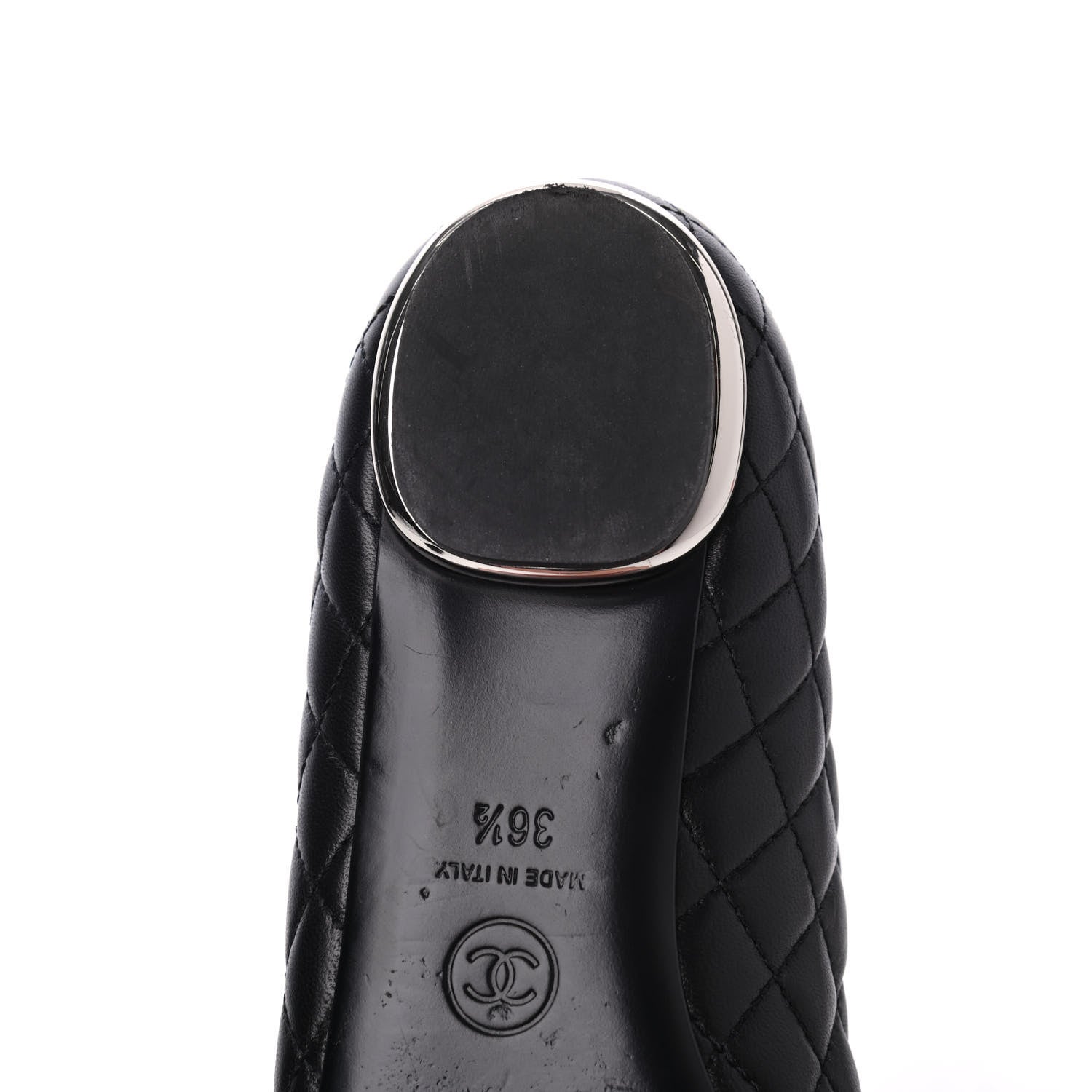 Chanel Lambskin Quilted CC Cap Toe Ballerina Flats 36.5 Black 12 of 18