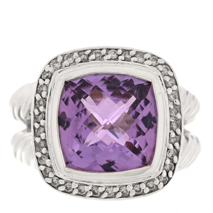 David Yurman Sterling Silver Diamond Amethyst 11mm Albion Ring 49 5 1 of 4