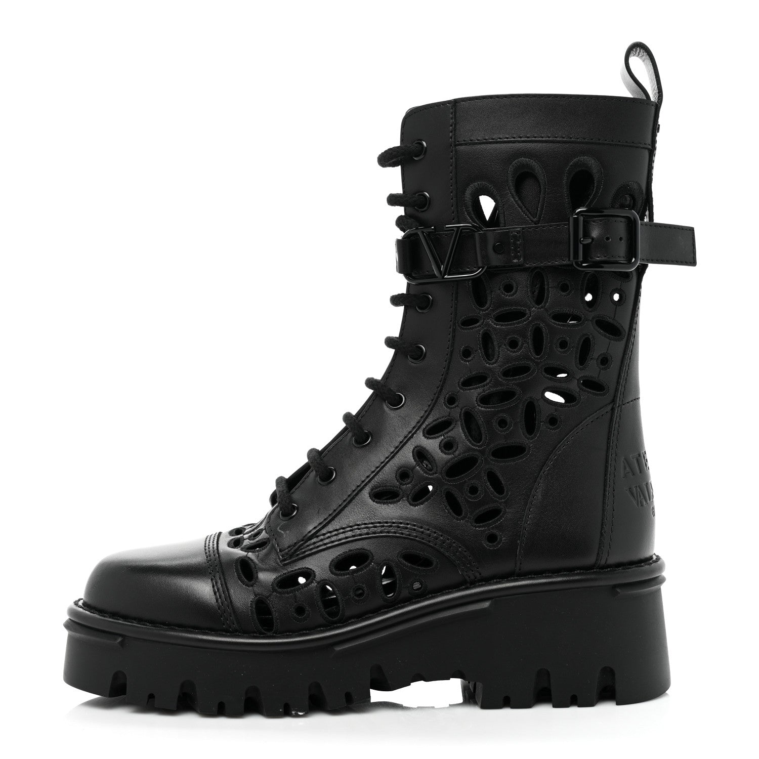 Valentino Garavani Calfskin Atelier 30/50mm Combat Boots 39 Black 1 of 16
