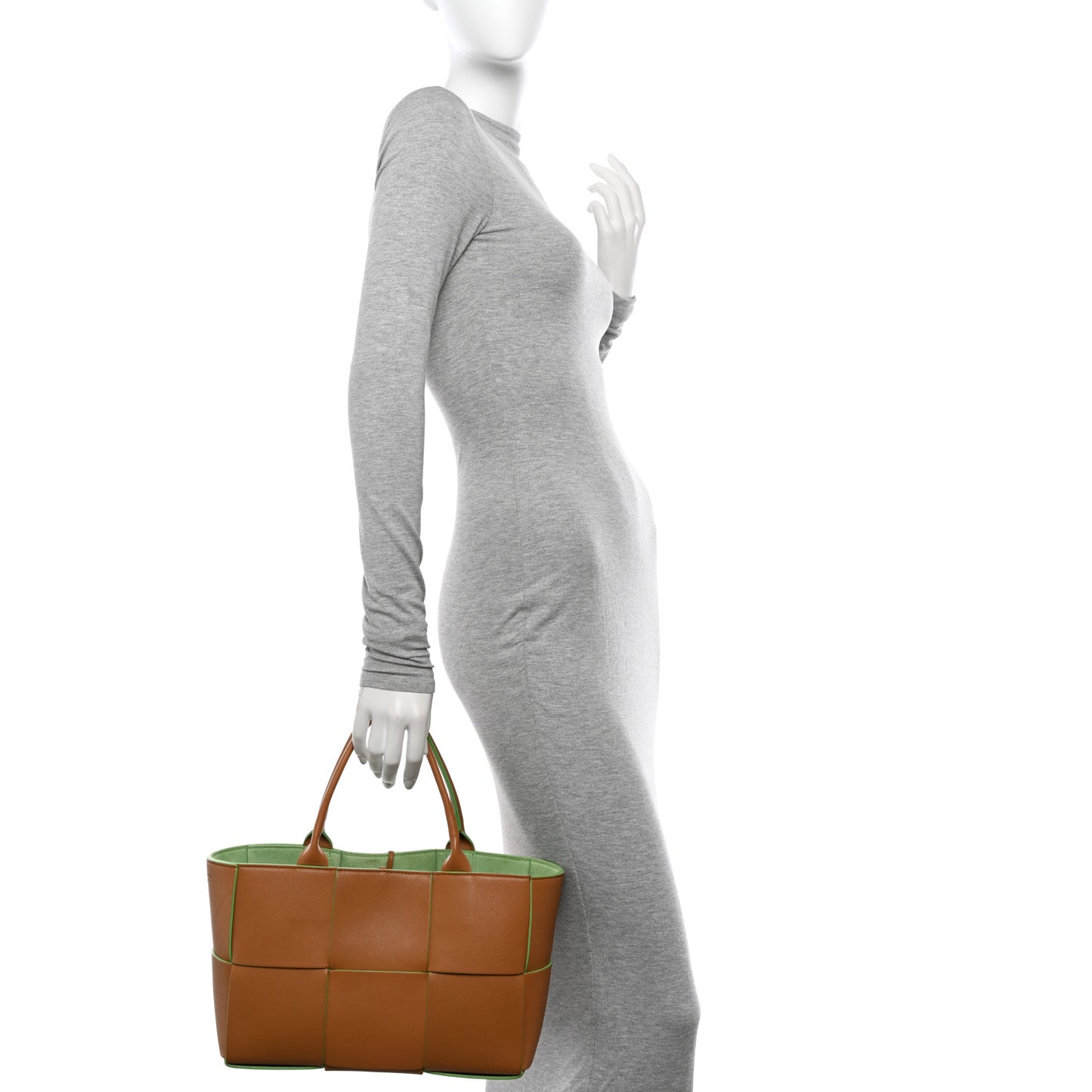 Nappa Intrecciato Small Arco Tote Carmel Pistachio