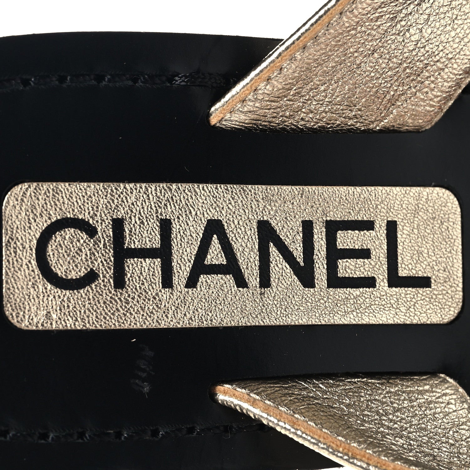 Chanel Metallic Laminated Goatskin Grosgrain Bow Pearl Thong Sandals 37 Gold 8 of 8