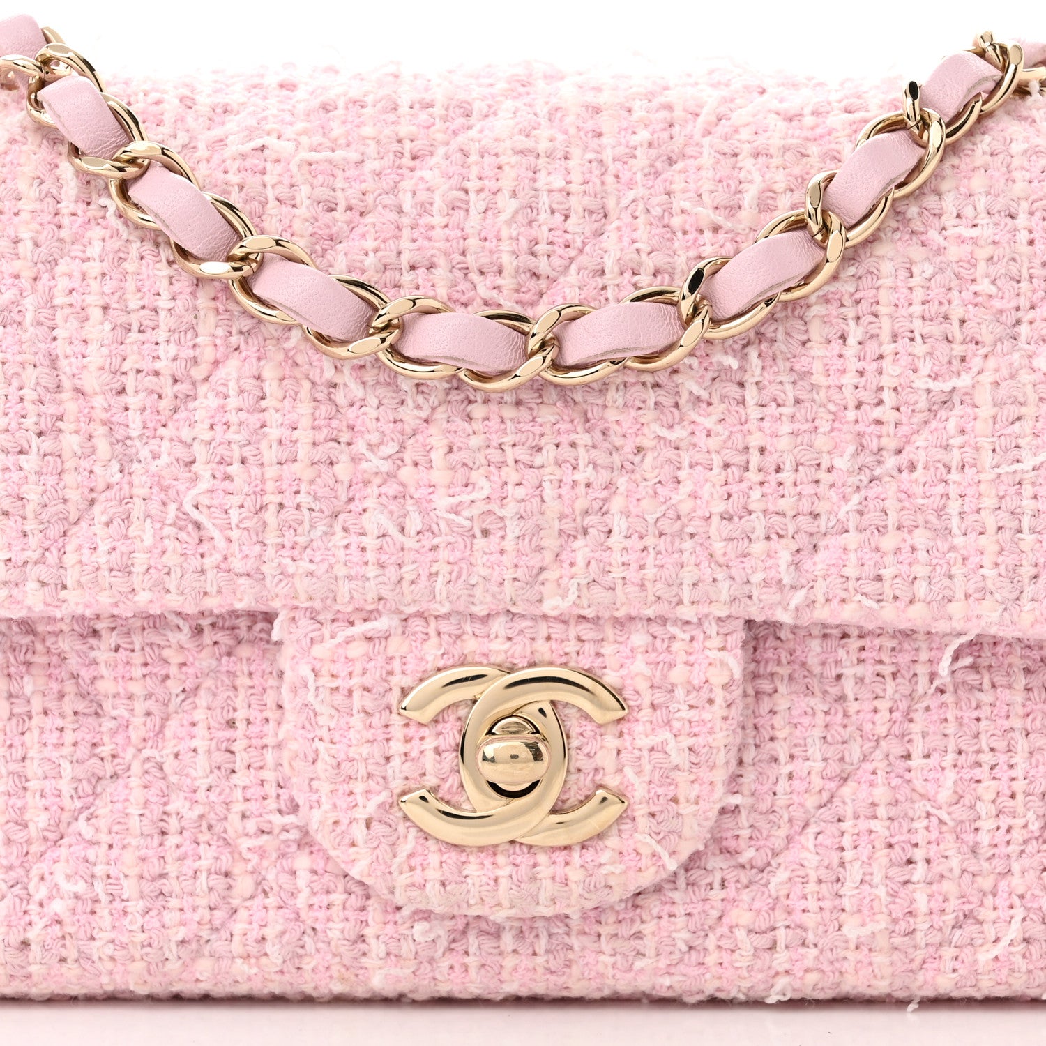 Chanel Tweed Quilted Mini Rectangular Flap Pink 8 of 10