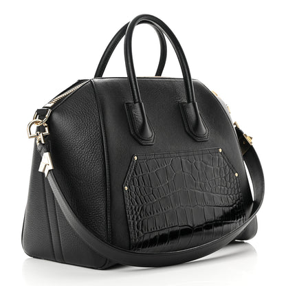 Givenchy Calfskin Crocodile Embossed Medium Antigona Black 3 of 16